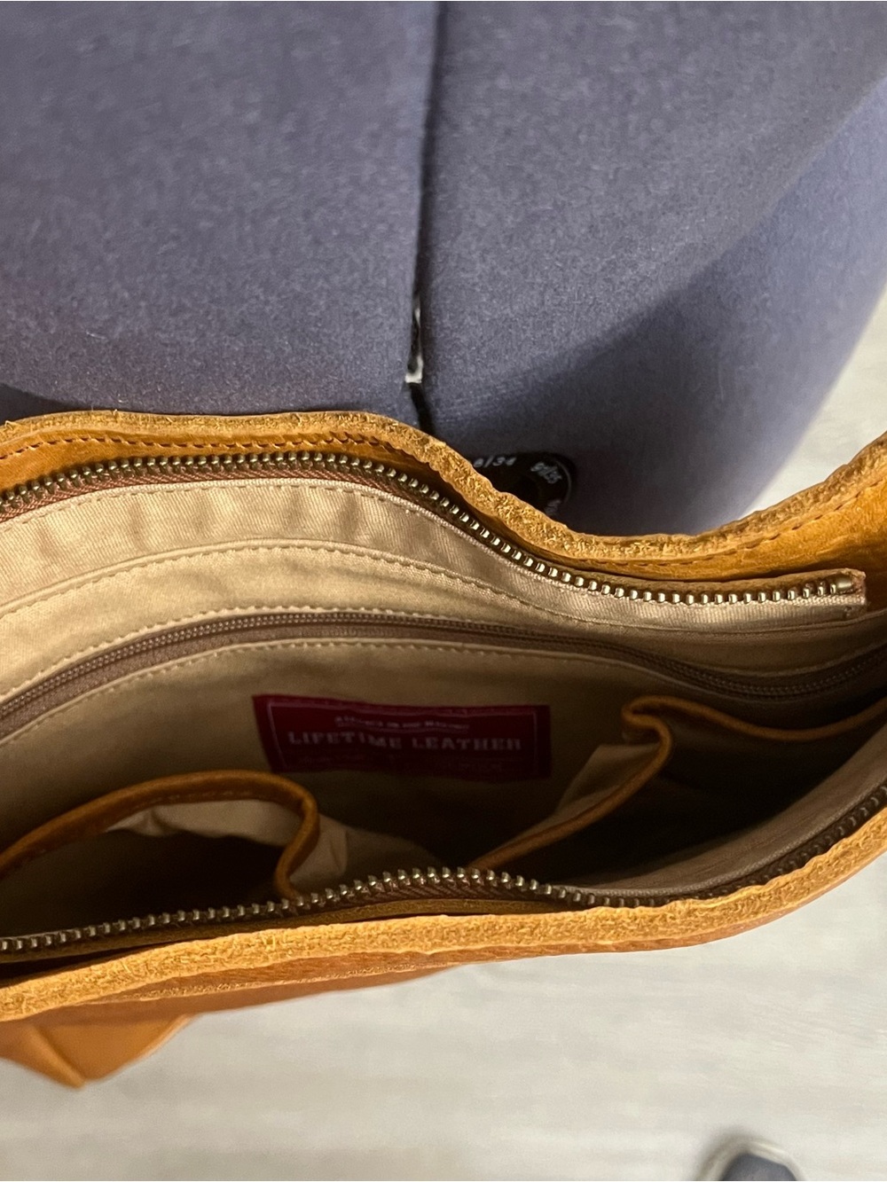 DULUTH TRADING CO Classic Leather Crossbody Tote - Tan - Picture 6 of 9